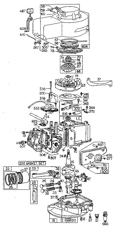 Engine Diagram and Parts List for 111902-111999 0010 - 0017 Briggs and Stratton Engine